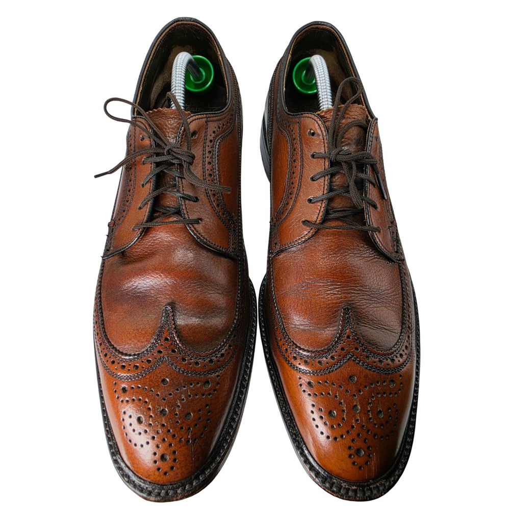 Vintage Gold Bond Sears Mens 11 D Brown Leather Longwing Brogue Oxford Shoes